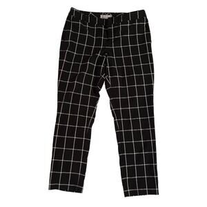 Banana Republic Martin Fit Size 6 Womens Pants Plaid Black White EUC
